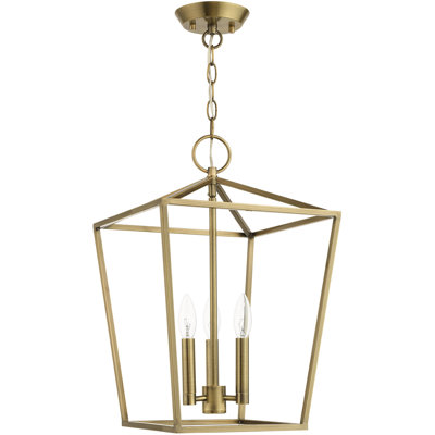 12.5 Sq. inch 3-Light Convertible Lantern Pendant with Metal Shade