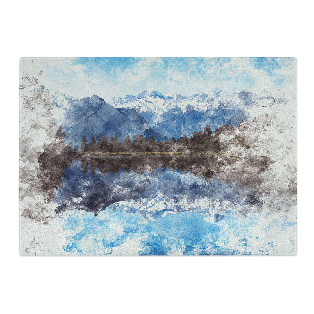 Tempered Glass Lake Matheson in New Zealand Chopping Board