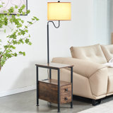 Gorbold 2 Drawers End Table Floor Lamp with Charging Board