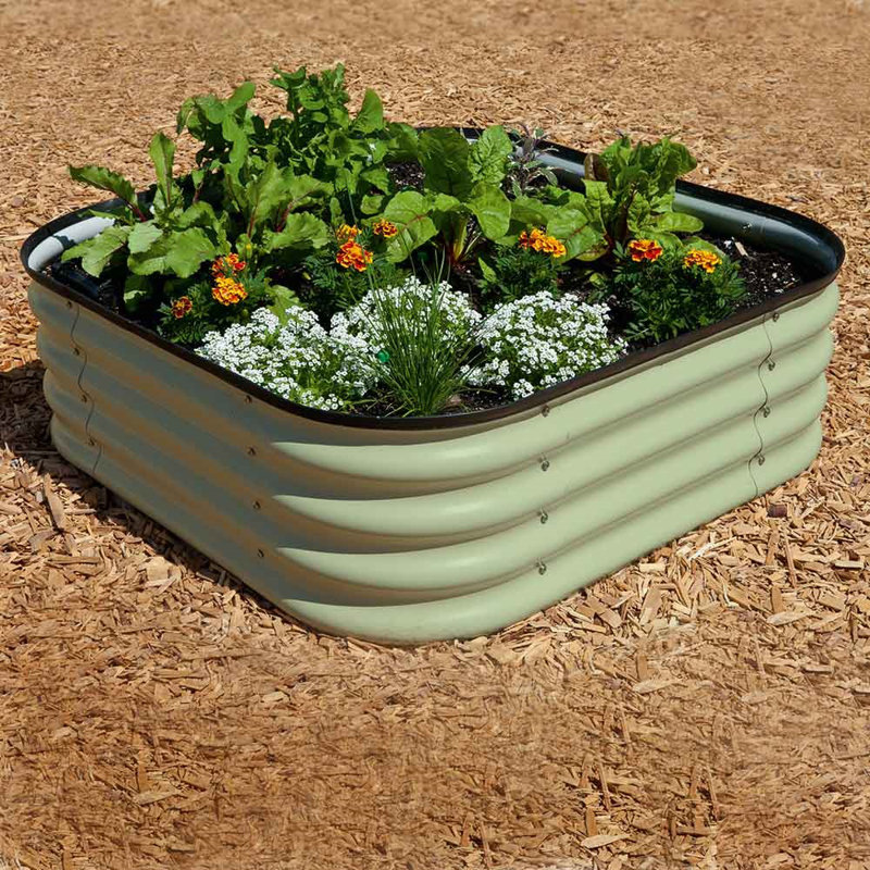 Asim Original Veggie Raised Bed Planter Paperbark (Merino White), Sage Green
