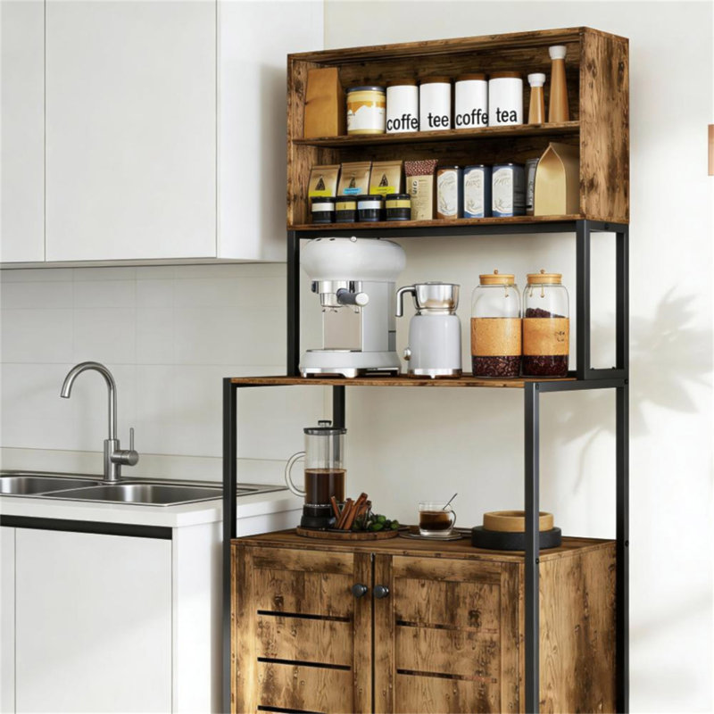 Support avec prise de courant et tablettes de rangement, pratique pour votre maison, Brun