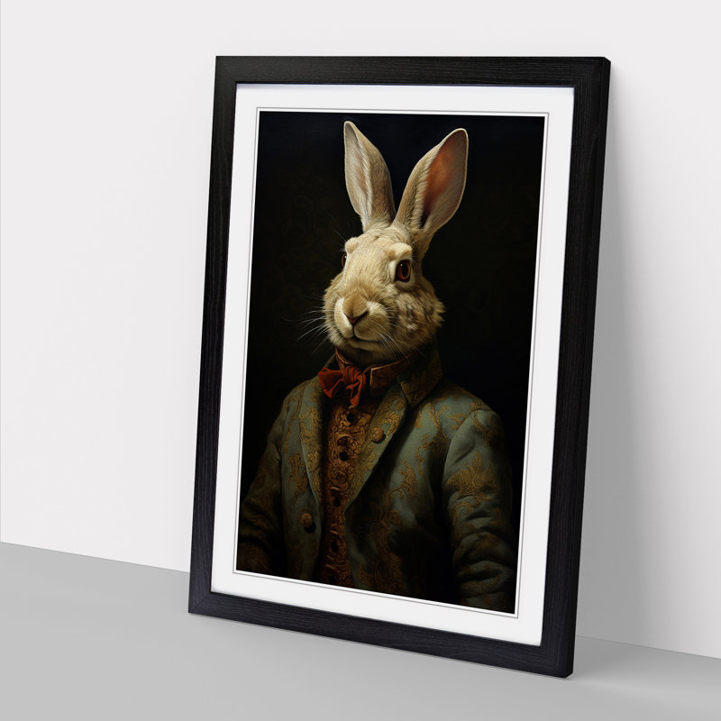 Rabbit Renaissance Art - Framed Print, Black Framed, 34cm H x 25cm W x 2cm D