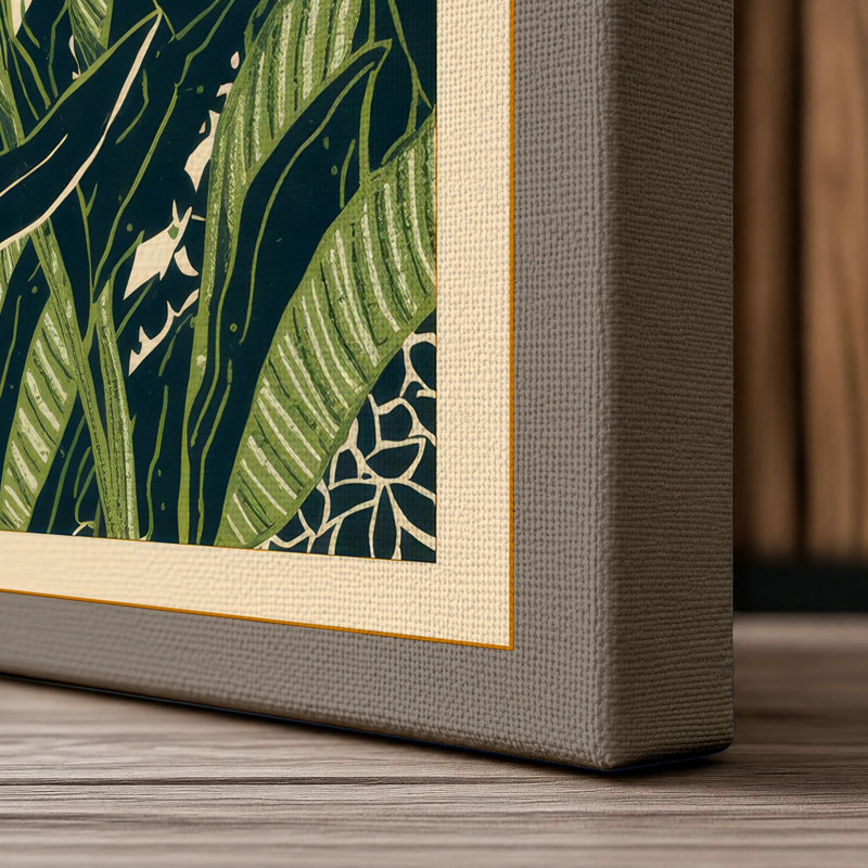 Grasshopper Under Moon Japandi - Wrapped Canvas, 36x24 - 91.4 x 61.0 cm, Taupe Border