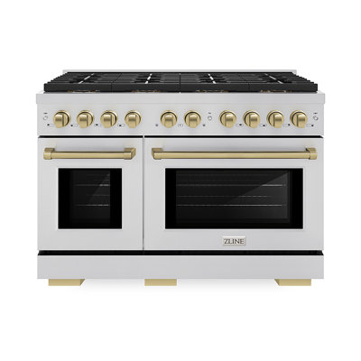 ZLINE Autograph 48 in. Paramount Dual Fuel Range with 8 Burner DuoPro Cooktop and Bronze Accents