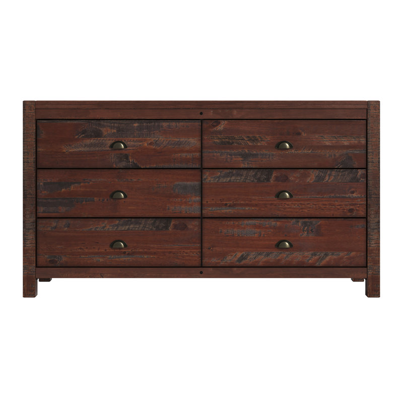 Commode 6 tiroirs Hibir, Noyer rustique