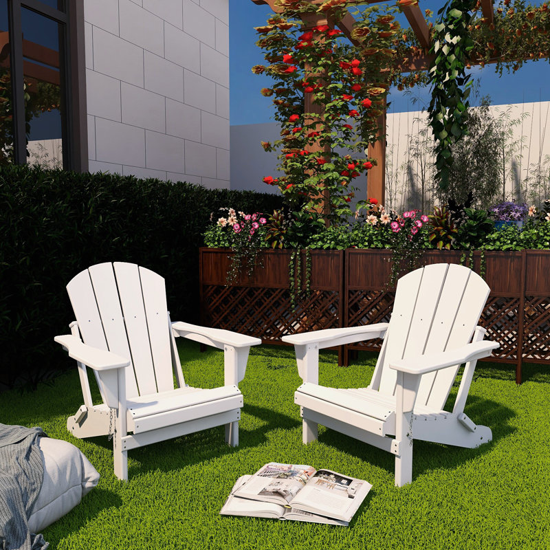 Moxley Foldable Outdoor Adirondack Chair, White