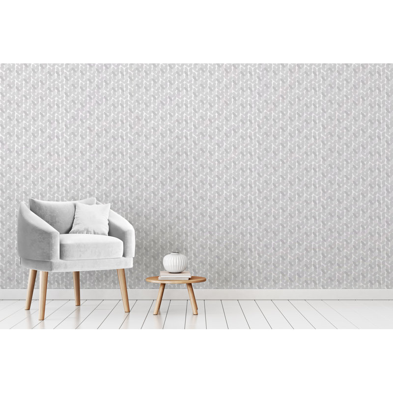 Panneau de papier peint adhésif Hecuba, L 4 po x l 24 po, Gris