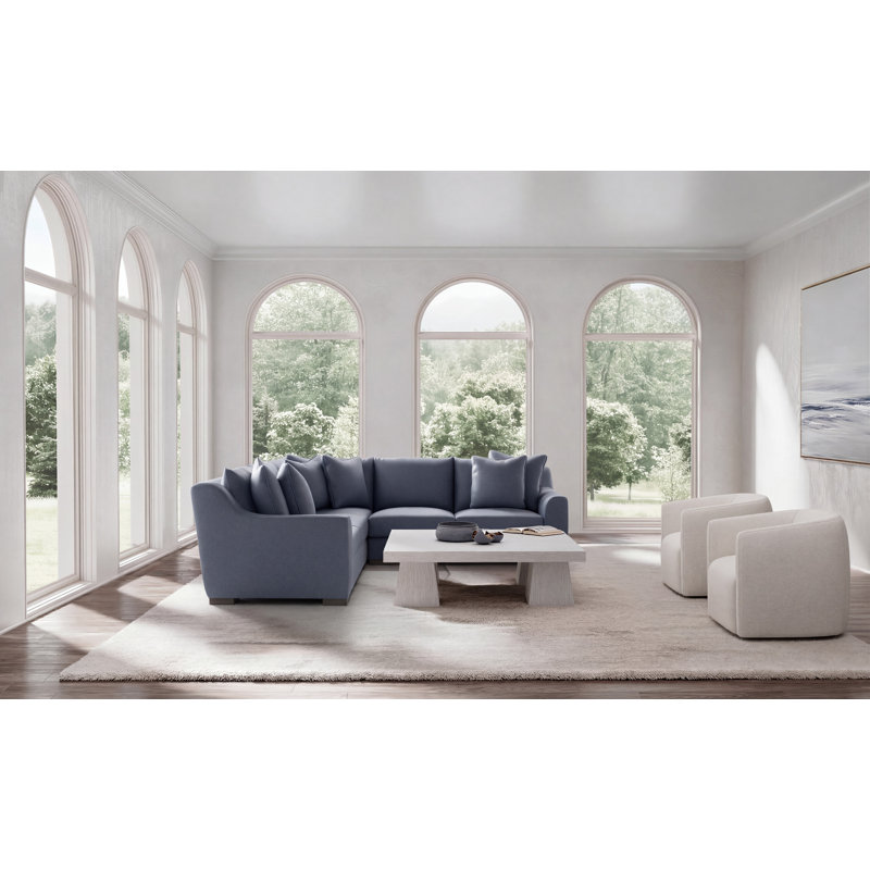 Sectional, Blue Polyester, 35" H x  110" W x 110" D, Symmetrical