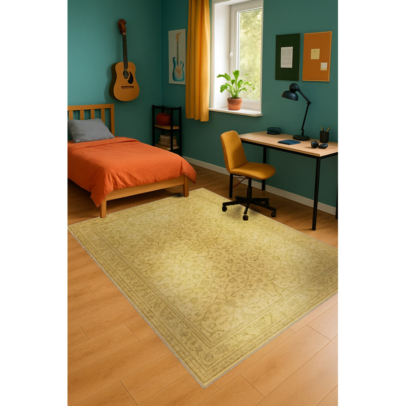 Tapis beige tissé traditionnel Mosso, 6'7" x 9'10"