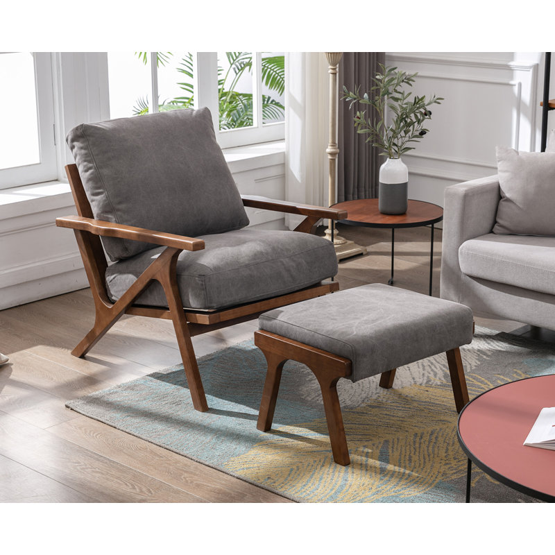 Fauteuil avec repose-pieds l 25 po Juntier, Gris