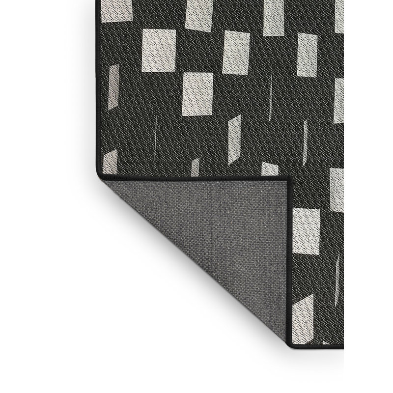 Tapis noir/blanc à motifs, Rectangle 7 pi x 9 pi
