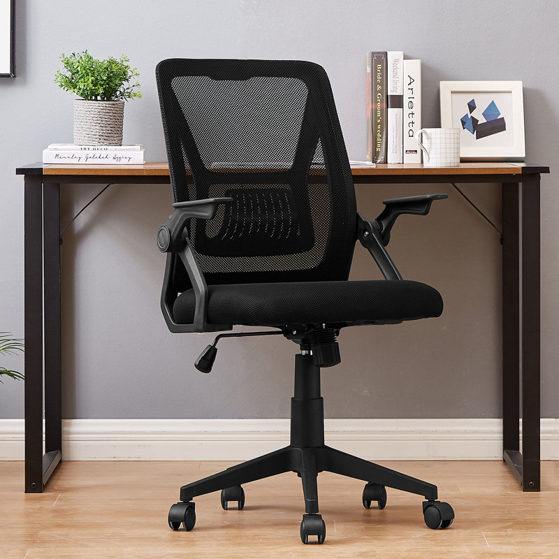 Chaises de bureau noires en maille avec hauteur réglable, chaises de bureau modernes pour bureau personnel, chaise d'ordinateur pivotante avec roues