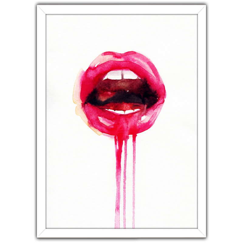 « lèvres », reproduction d’art encadrée, H 39,5 po x l 27,5 po x P 0,75 po