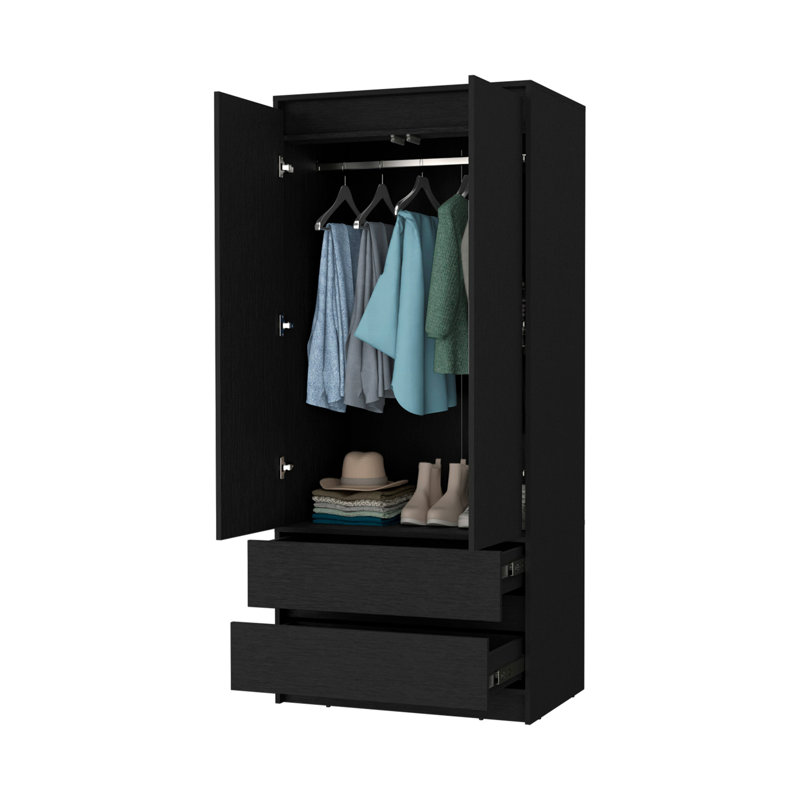 Armoire noire à 2 tiroirs