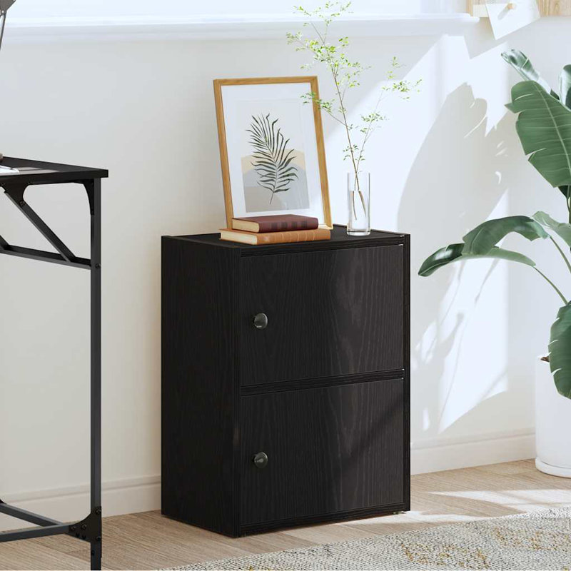 Shanetra 40cm W Bookcase, (2 Shelves) 52cmH x 40cmW x 24cmD, Black Oak