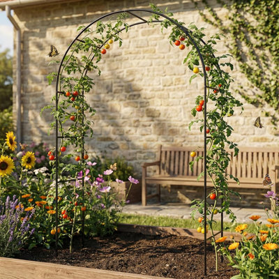 78" Adjustable Metal Garden Arch Trellis, Powder Coated Green Arbor for Climbing Plants, Freestanding Wedding Arch Decor for Backyard, Lawn, Wedding Ceremony