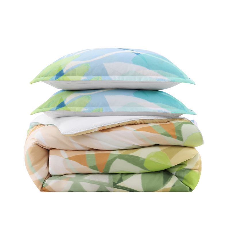 Tahiti 2 pièces Ensemble d'édredon vert, Vert, Édredon pour lit simple + 1 taie décorative stan