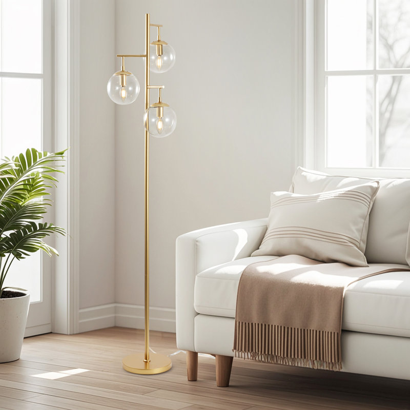 Lampe sur pied à branches dorées 68,9 po Alaycia, Clair