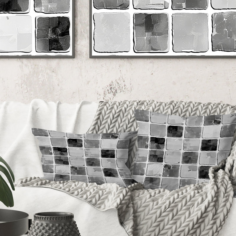 Coussin lombaire gris Mid-Century Mosaic Tiles IV - Mid-Century