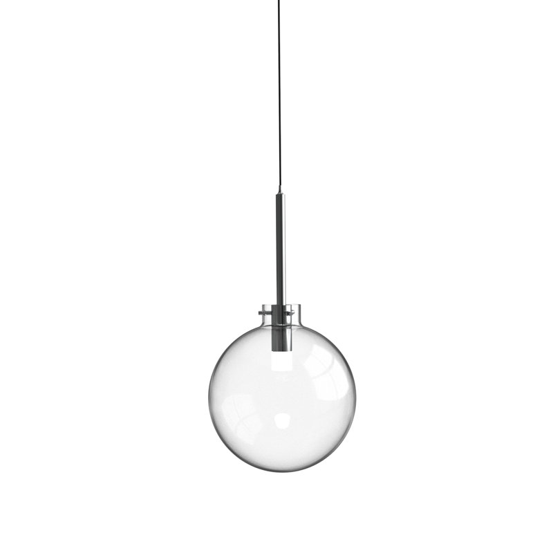 Luminaire suspendu simple en verre transparent Sphere, Blanc, H 12,8 po x l 12 po x P 12 po