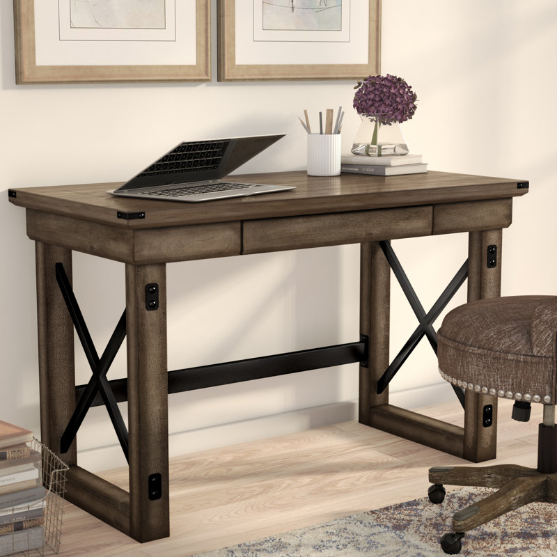 Bondville Solid Wood Base Writing Desk, Rustic Grey