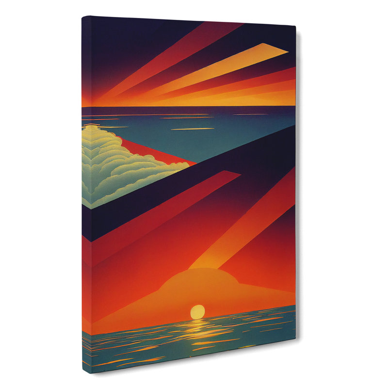 Vivid Abstract Ocean Sunset - Wrapped Canvas, 76cm H x 50cm W x 3cm D