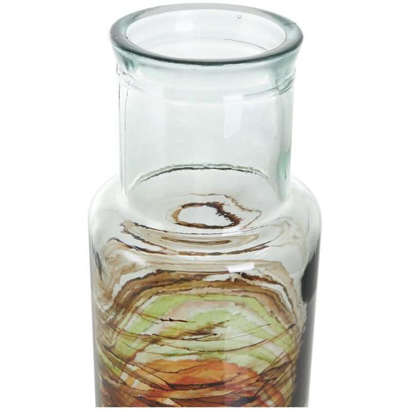 Vase décoratif abstrait en verre recyclé Donsha, H 21,65 po x l 5,65 po x P 5,85 po, Multicolore