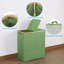Panier à linge avec couvercle, panier à linge double avec 2 sacs amovibles, panier à linge à 2 sections avec poignées en bambou pour salle de bain, chambre à coucher et salle de lavage, vert 140L