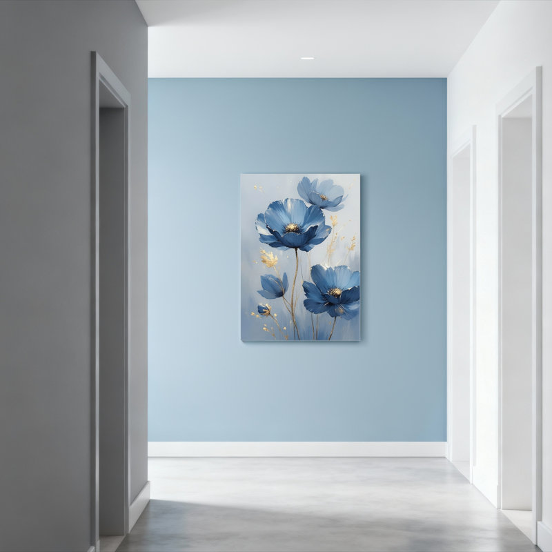 Ensemble de 1 tableau mural sur toile tendue à motif floral de coquelicots, H 18 po x l 12 po