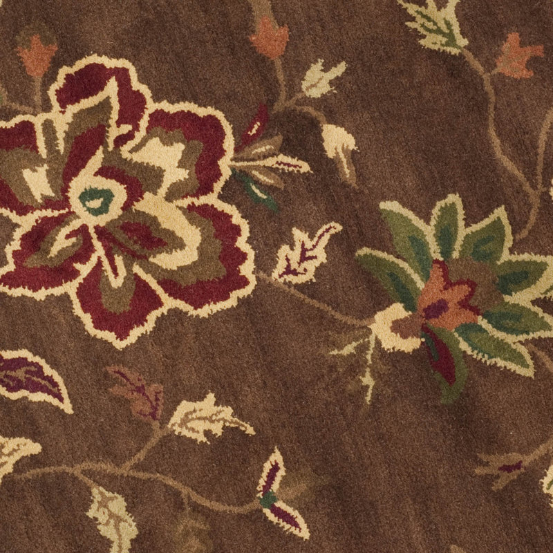 Handmade Brown Floral Wool 4' x 6' Area Rug