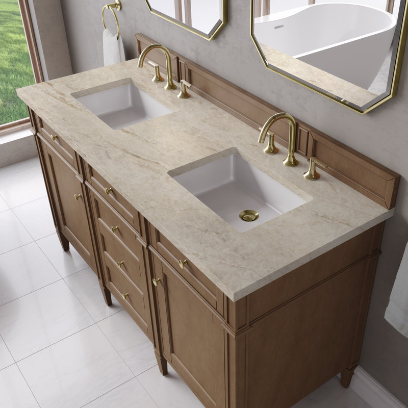Brittany 60'' W Double Vanity, Pecan, Tajnar Eclos