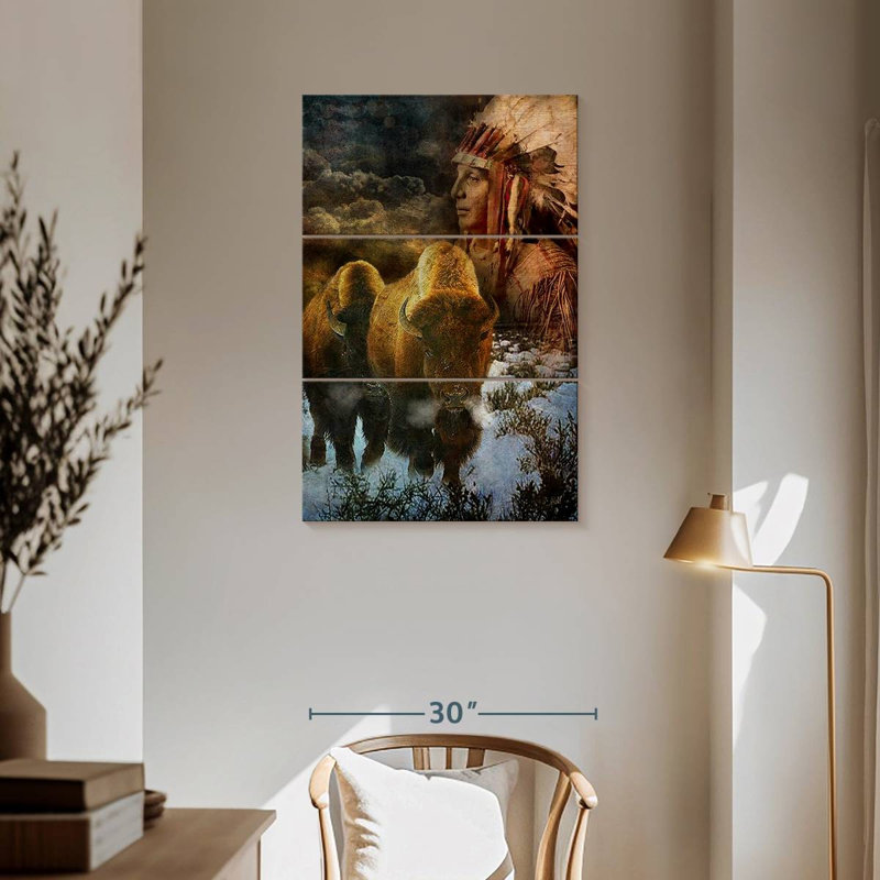 Lelar Bison And The Chief, 57" H x 36" W