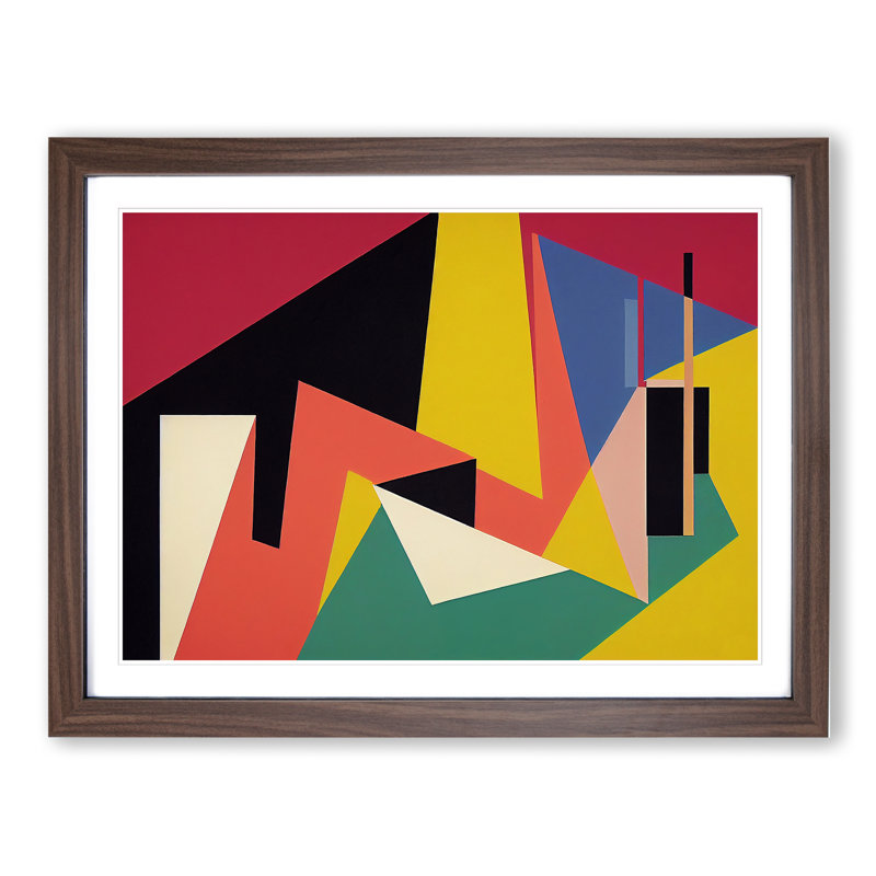 XH1022-8692X Suprematism Modern Art Vol.3 Abstract 1 Piece Single Picture Frame Painting, 25cm H x 34cm W x 2cm D, Walnut