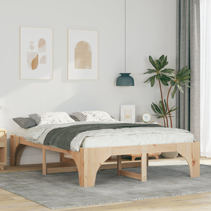 Solid Wood Bed, Natural, Kingsize (5')