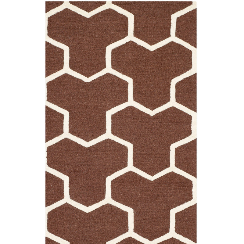 Deedgra Hand Tufted Wool Geometric Rug, Rectangle 8' x 10'