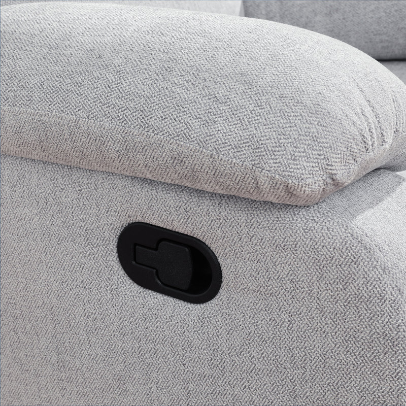 Double Manual Recliner Chair, Overstuffed Loveseat w/ Cupholders, Line, White, White Linen