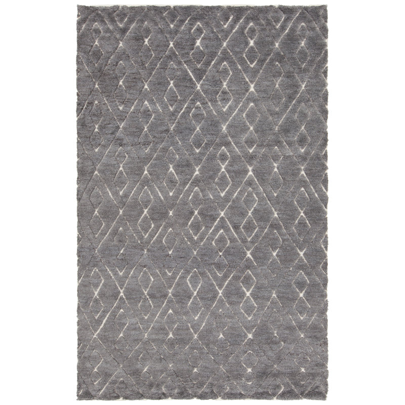 Catalina Handmade Cotton Geometric Area Rug, Dark Gray, 5' x 7'6"