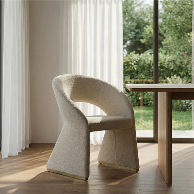 Luxury Upholstered Dining Chairs With Curved Back & Metal-accented Legs - Fully Assembled