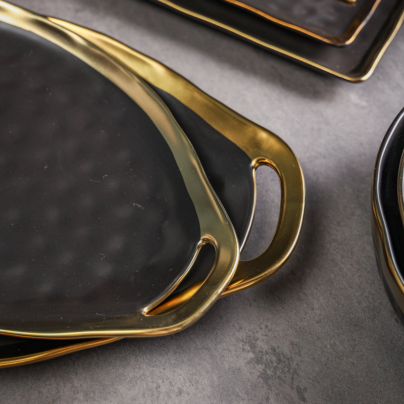 Ensemble de 2 assiettes en porcelaine Stone Lain, Noir