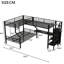 Lit mezzanine simple et double en L avec garde-robe encastré et bureau avec, lit, finition noire, maximisant le sommeil, bureau optimisant la hauteur de 68,1 po, conception moderne, métal, idéal pour