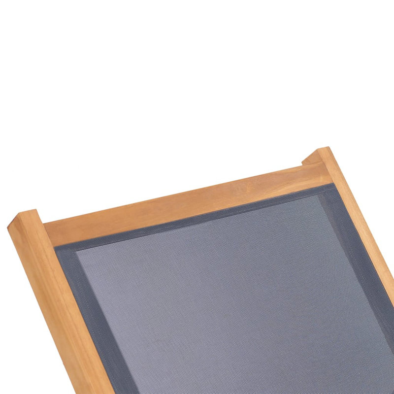 Bain de soleil pliable standard en bois de teck massif vidaXL, Gris foncé