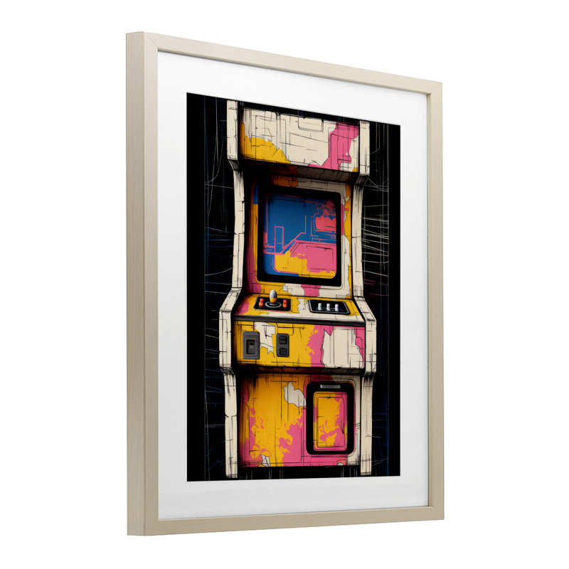 Impression rétro encadrée sous verre Joy Joy Jourays, conception par Lazar Studio, H 21 po x l 17 po, Cadre de récolte en pin
