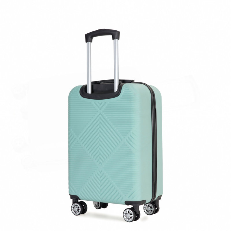 Valise légère 4 pièces en ABS, boîte de maquillage de 14 pouces, roues d'avions (14/20/24/28), Light Blue