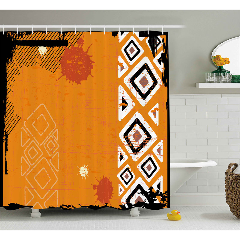 Rideau de douche simple avec des triangles géométriques et une conception africaine tribal Muriel, null