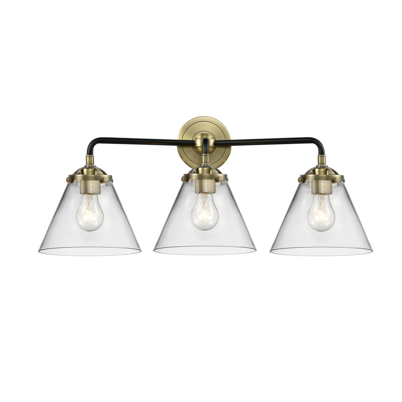 Éclairage pour meuble-lavabo 2 lumières Taryn, Laiton antique noir, DEL, Transparent