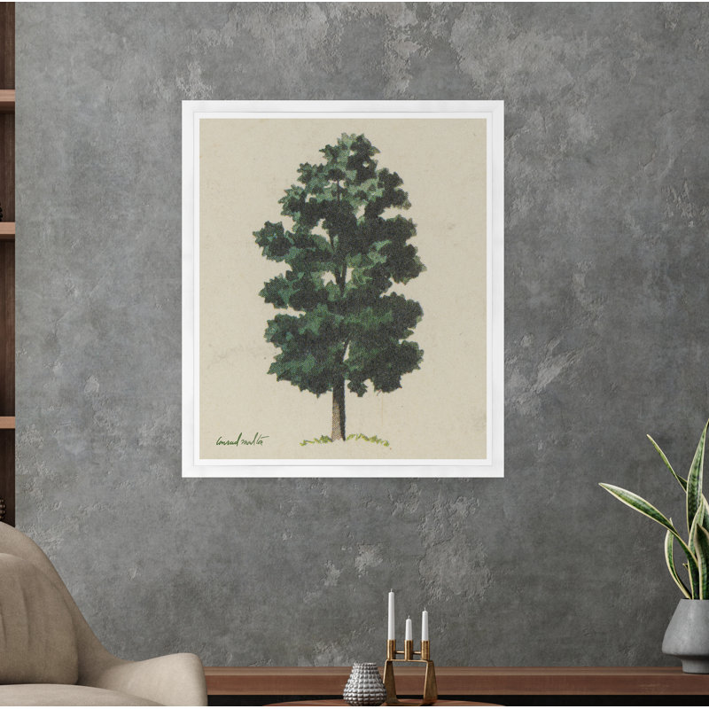 Forest Green Print, White Framed