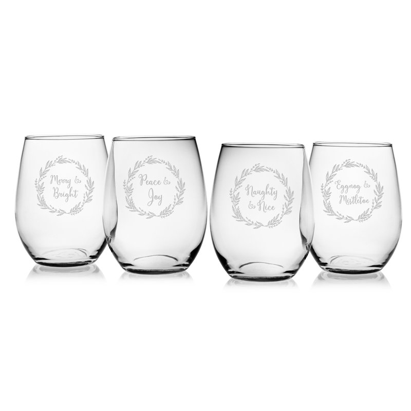 Ensemble de verres à vin sans pied 21 oz 4 pièces yuletide rites