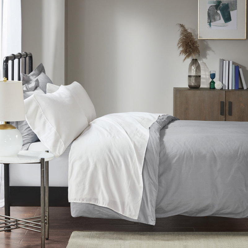 King White Cotton Blend 4-Piece Sheet Set