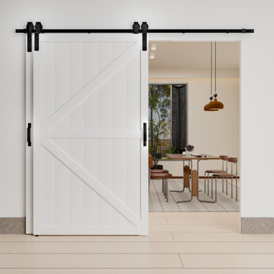 Porte de grange double coulissante en forme de K avec ensemble de quincaillerie - Porte intérieure en bois manufacturé