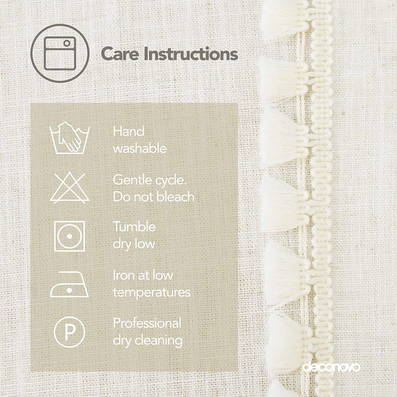 Faux Linen Wipeable Water Resistant Rectangular Tablecloth for Parties, 140cm W x 300cm L, Cream